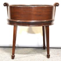 Reproduction mahogany wine cooler on stand,