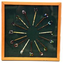 Fifteen bone and wooden lace bobbins,