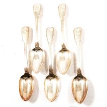 Set of four silver table spoons, and one similar,