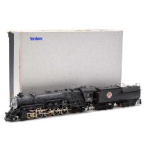 Tenshodo HO gauge steam locomotive and tender, brass model, boxed.