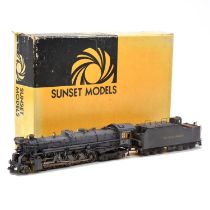 Sunset Models HO gauge steam locomotive and tender, brass model, boxed