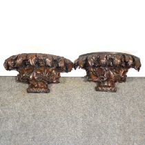 Pair of walnut wall brackets,