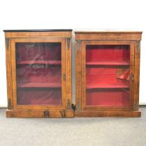 Two Victorian walnut vitrines,