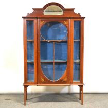 Edwardian inlaid mahogany display cabinet,