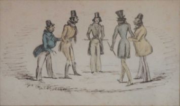 George Cruikshank, Study of five gentlemen, and another study.