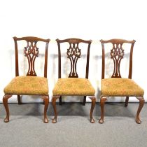 Set of six Chippendale style mahogany dining chairs,