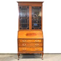 Edwardian inlaid mahogany bureau bookcase,