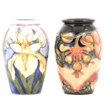 Rachel Bishop and Debbie Hancock for Moorcroft - two vases, Oberon and Windrush.