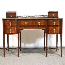 Walnut dressing table and a mahogany chair,