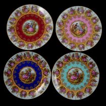 Four Limoges style "Love Story" porcelain plates, JKW Fine Porcelain mark