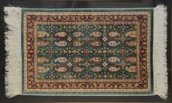 Turkish Hereke silk mat, framed