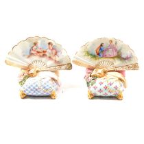 Pair of Meissen porcelain menu holders