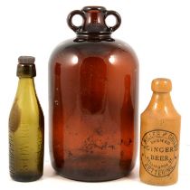 Small collection of old stoneware and glass bottles