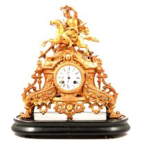 French gilt spelter mantel clock,