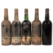 Cockburn's 1963 vintage port, 5 bottles