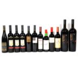 Twelve assorted bottles of New World red table wines