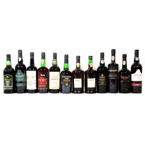Twelve bottles of assorted port