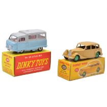 Dinky Toys models, two including 151 Triumph 1800 Saloon; 295 Autobus Atlas, both boxed.