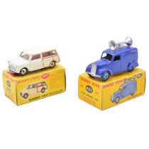 Two Dinky Toys die-cast models including 197 Morris Mini-Traveller and 492 Loud speaker van.