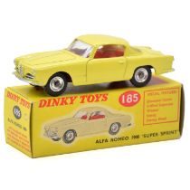 Dinky Toys model 185 Alfa Romeo 1900, yellow body, spun hubs, red seats, boxed.