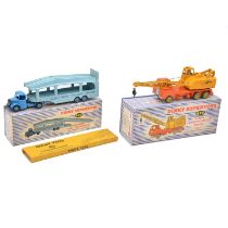 Dinky Toys models, two including 972 20-ton lorry crane; 982 Pullmore Car Transporter