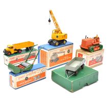 Dinky Toys die-cast models, five boxed examples.