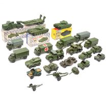 Dinky Toys models, two trays of military examples, including 660 tank transporter