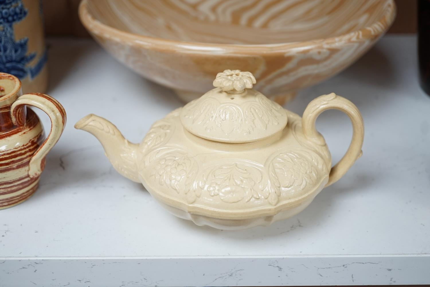 A Victorian solid agate ware pottery jug, a similar bowl and pair of miniature jugs, an unusual - Image 2 of 13