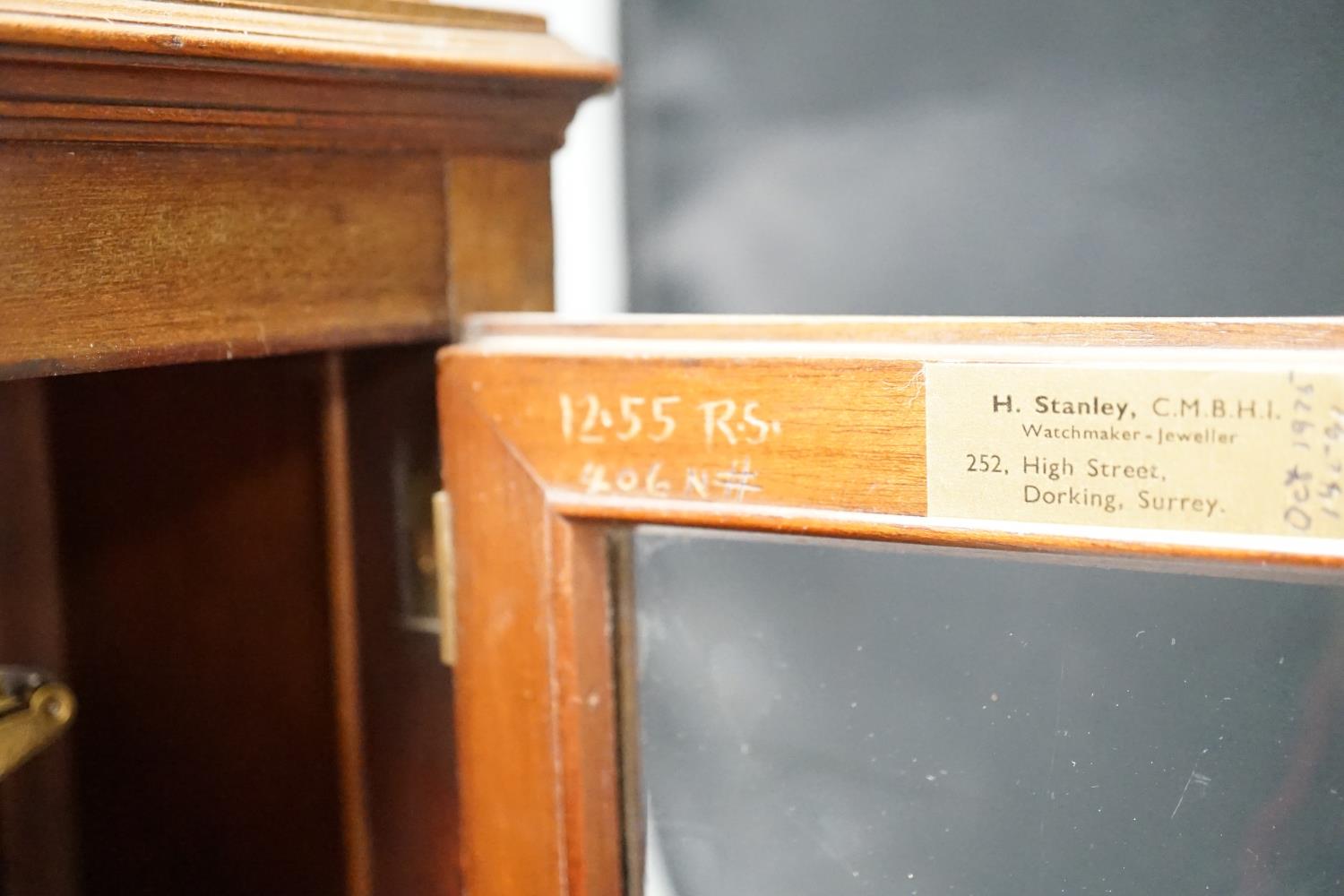 A Regency brass inlaid mahogany bracket clock, with pineapple finial, bears interior paper label - Image 7 of 7