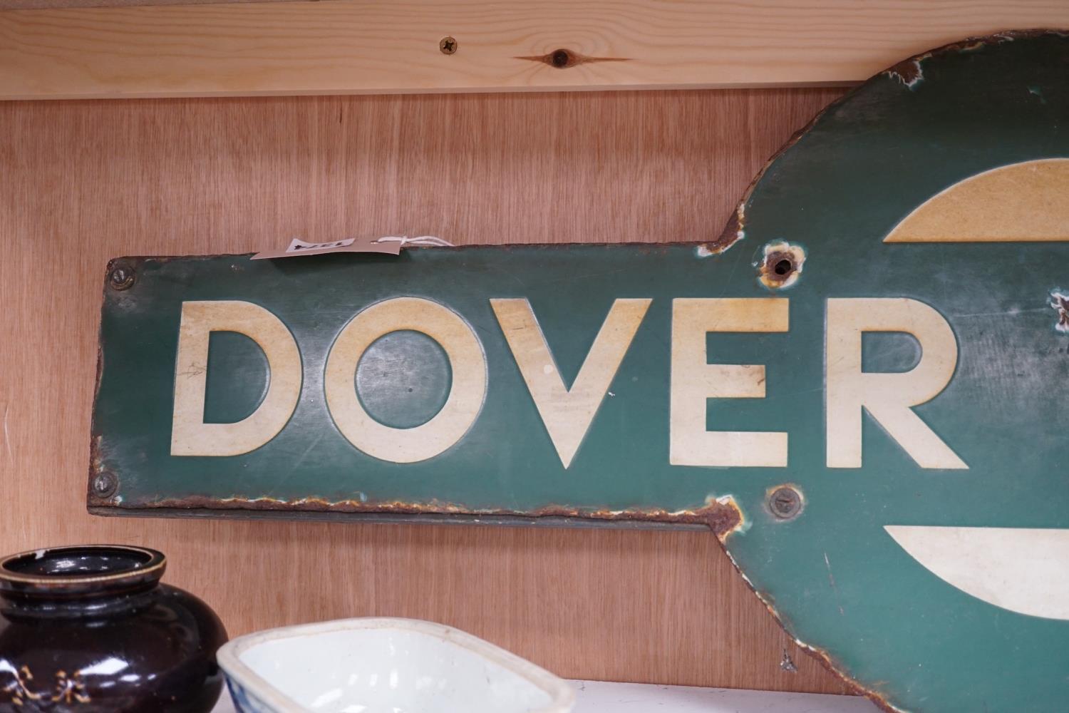 A Southern Railway enamel target sign "Dover Priory", 91cms wide - Image 2 of 4