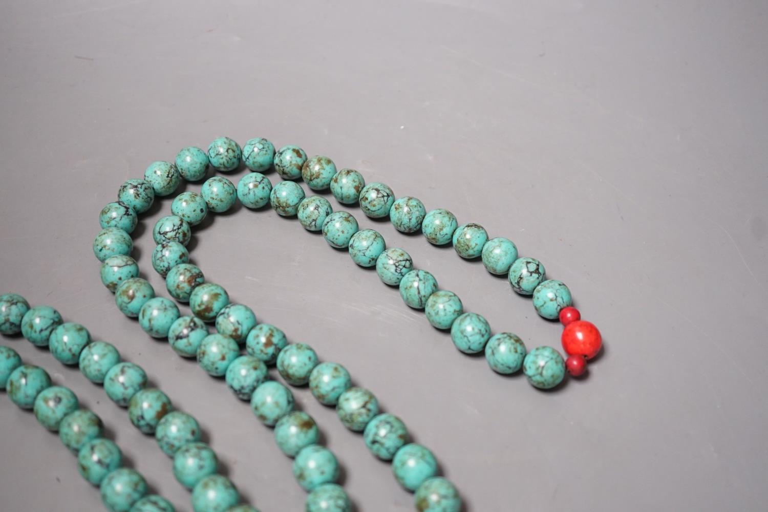 A Chinese turquoise mandarin court style necklace - Image 2 of 5