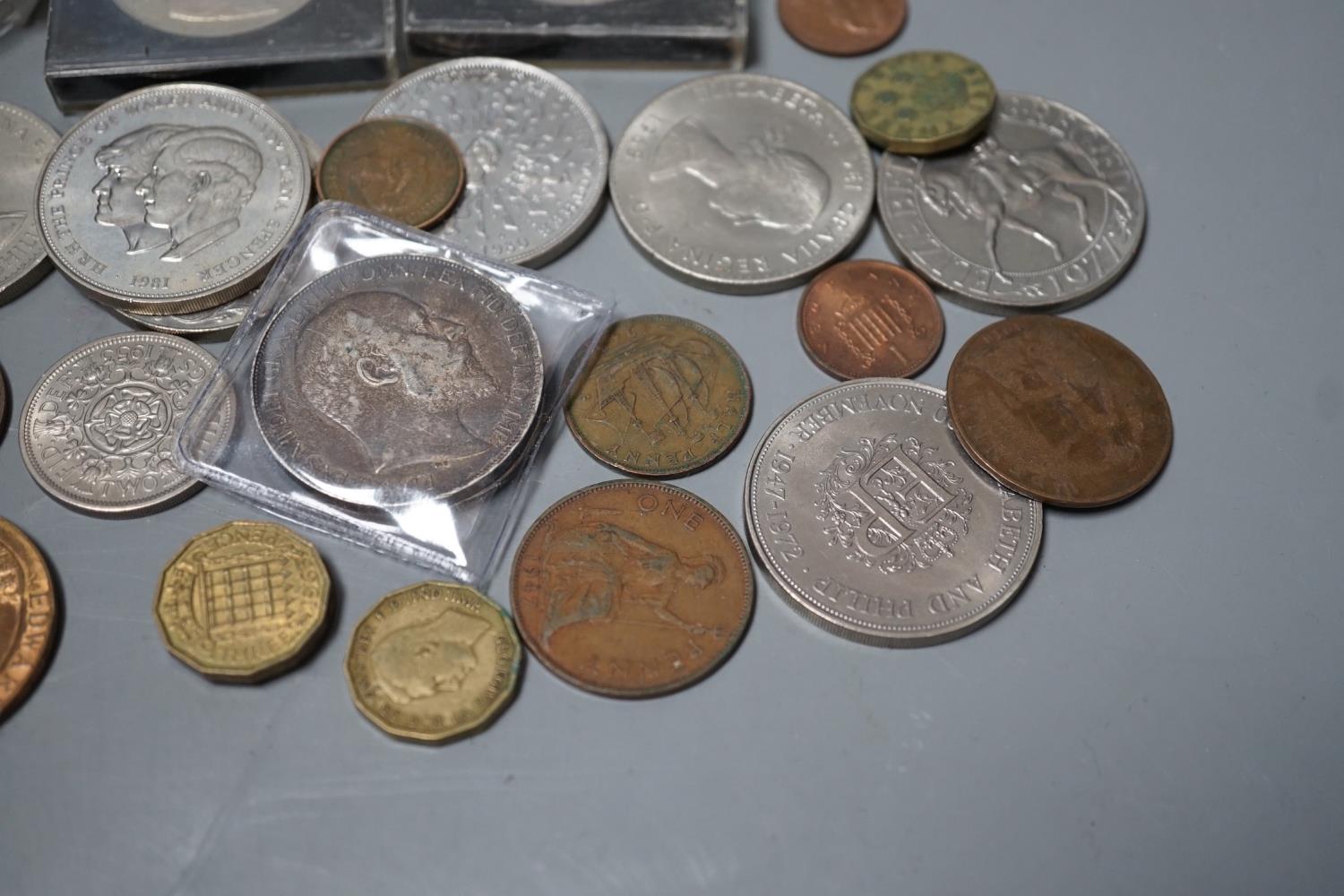 A 1902 silver crown, VF, 1889 half crown, a proof silver Prince of Wales & Lady Diana crown and - Image 4 of 5