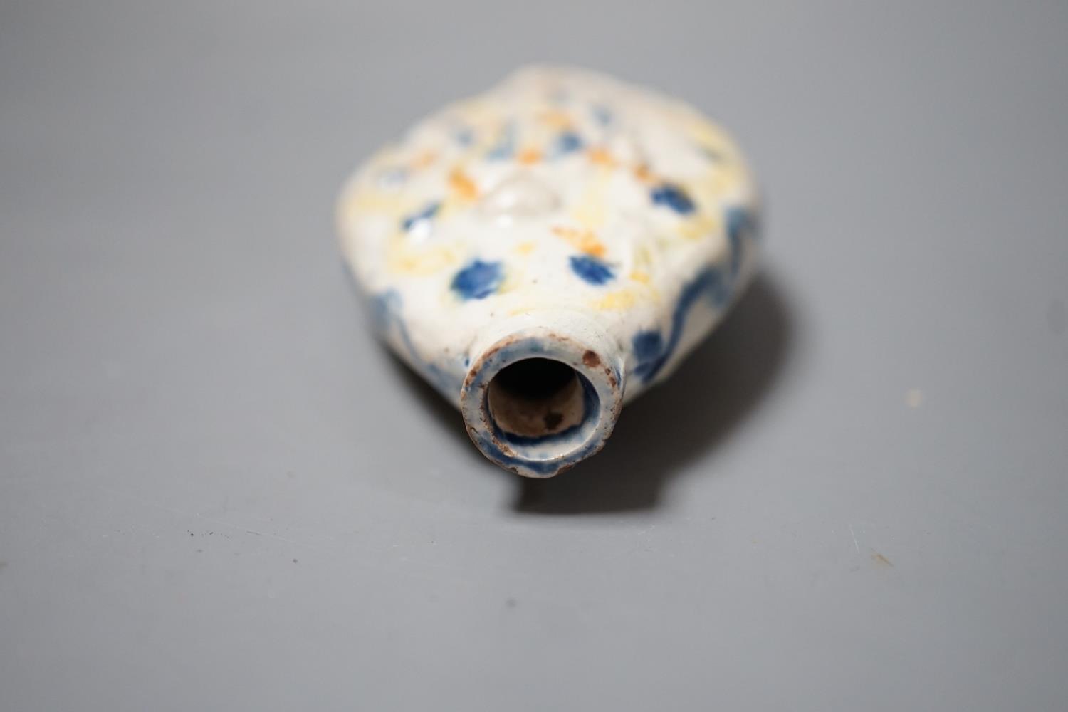 A late 18th century Prattware scent flask with figural decoration, c.1790-1800. 9cm long - Image 4 of 4