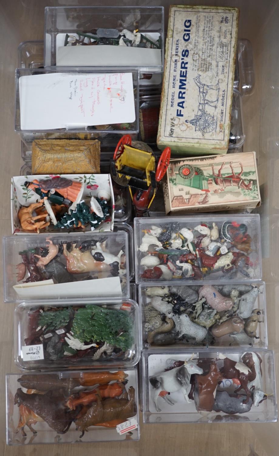 A large childhood collection of hollowcast lead toys, various makers, pre-war and later, including