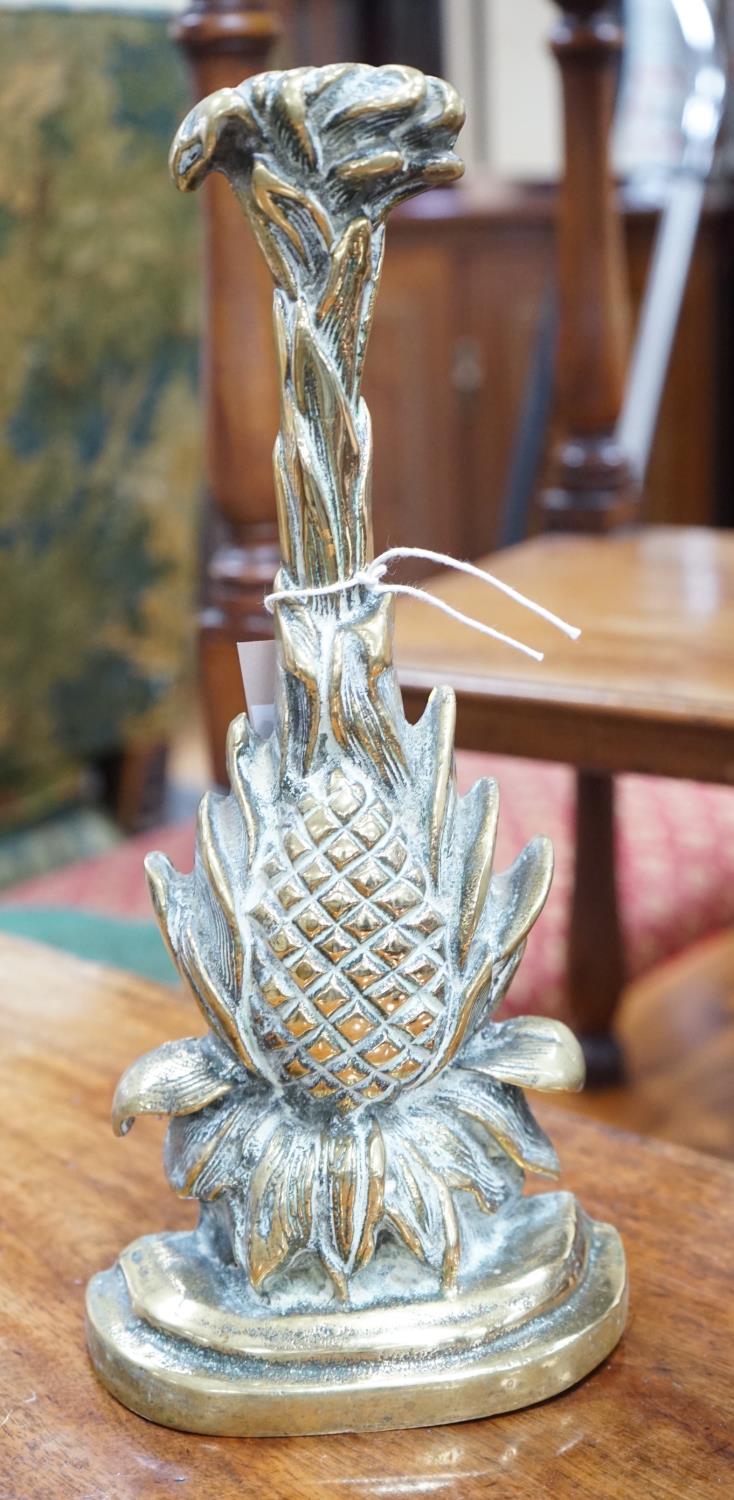 A Victorian brass pineapple doorstop, height 34cm