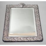 A modern repousse silver mounted rectangular photograph frame, Keyford Frames Ltd, London, 1988,