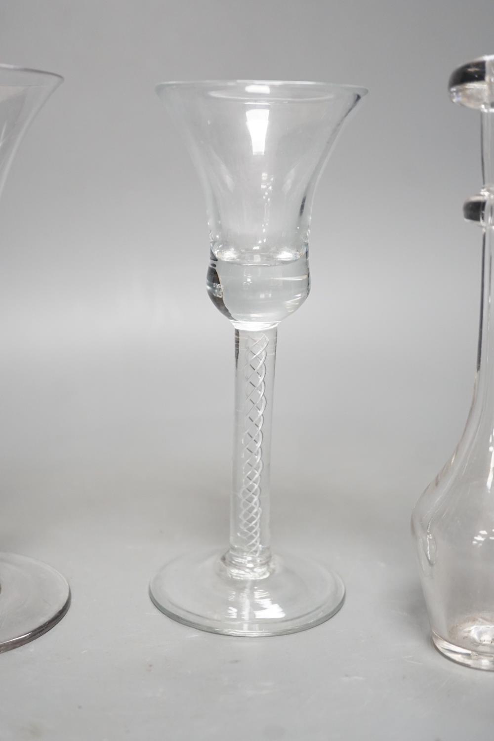 Three opaque or airtwist stem drinking glasses together with a Toddy lifter - 18cm high - Image 5 of 6