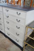 A reproduction George III style painted five drawer chest, width 80cm, depth 49cm, height 110cm