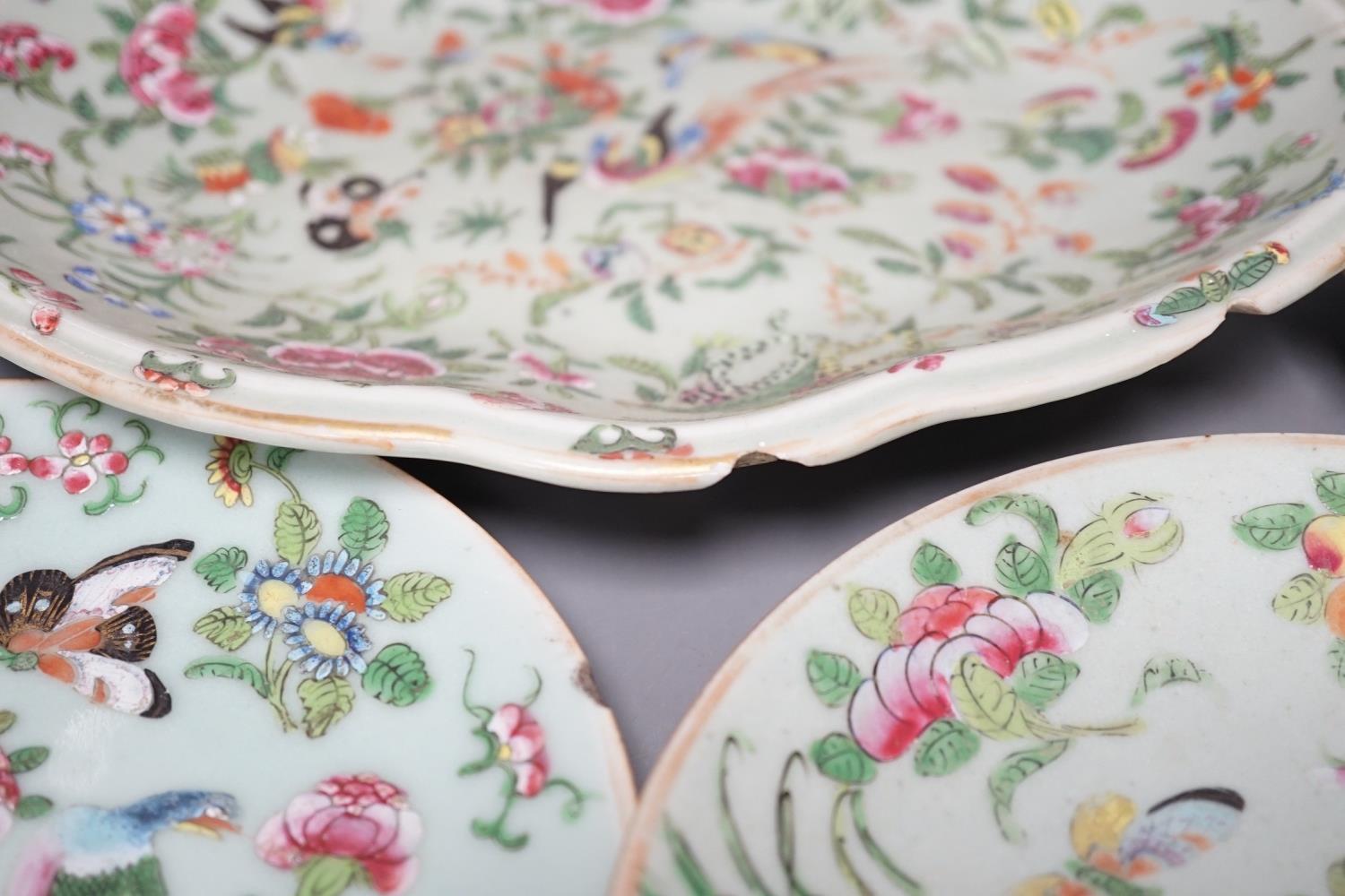 Assorted Chinese Canton decorated famille rose plates, 19th century, largest 27.5cm - Image 5 of 9