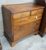 A George III mahogany chest of five drawers width 94cms, depth 50cms, height 93cms.