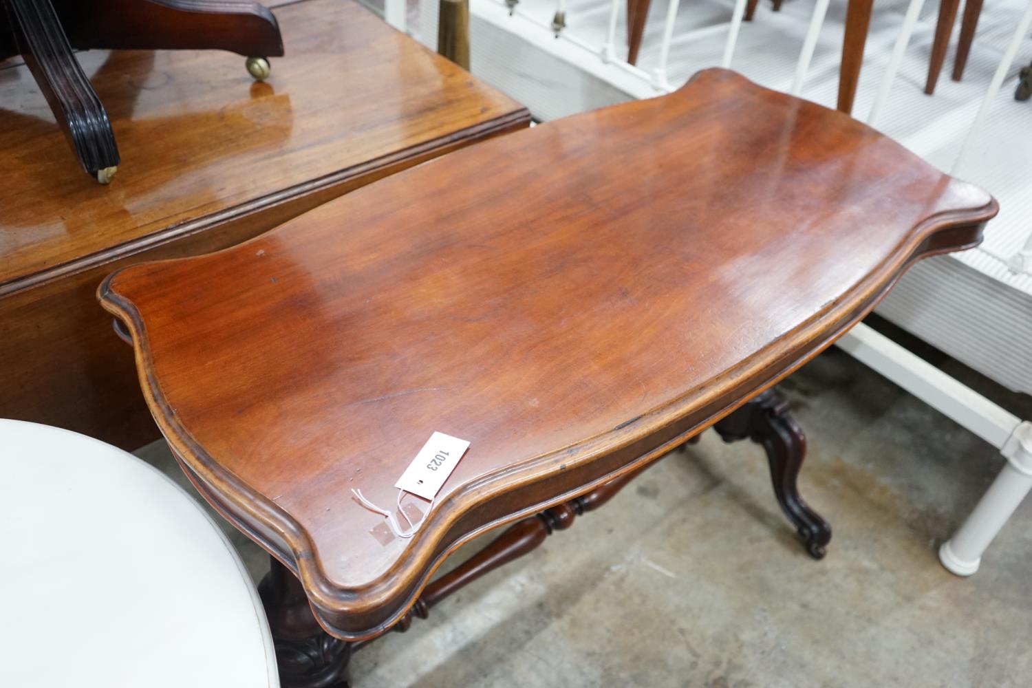 A Victorian mahogany stretcher table, length 106cm, depth 52cm, height 75cm - Image 2 of 4