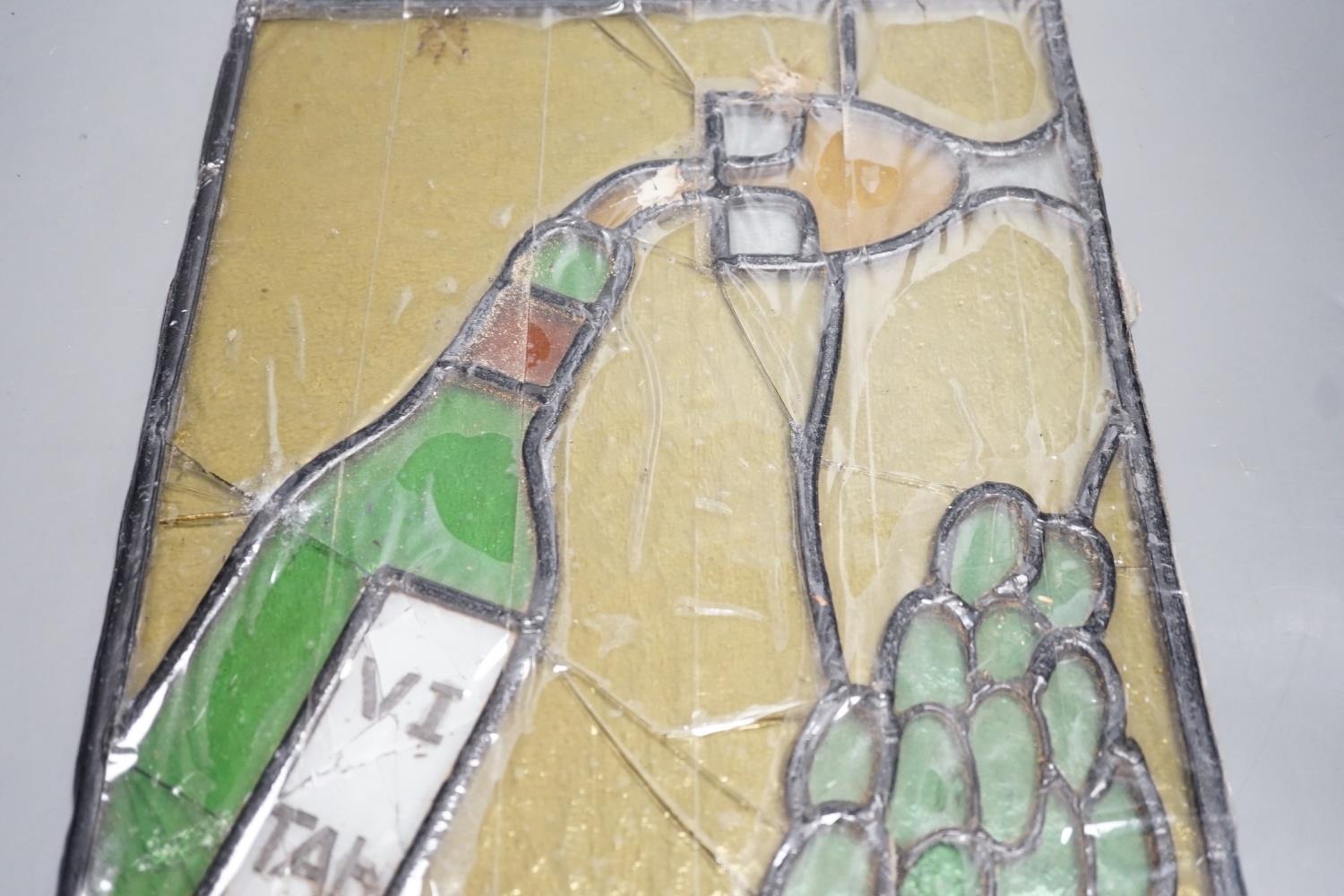 A wine related stained glass panel, 28cms wide x 38cms high - Image 2 of 4