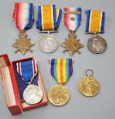 WWI and later medals - Mons star (with bar and rosette) trio to 6480 PTE. F. TURNER 1/DNS., a Mons