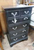 A pair of reproduction George III style painted six drawer chests, width 47cm, depth 38cm, height