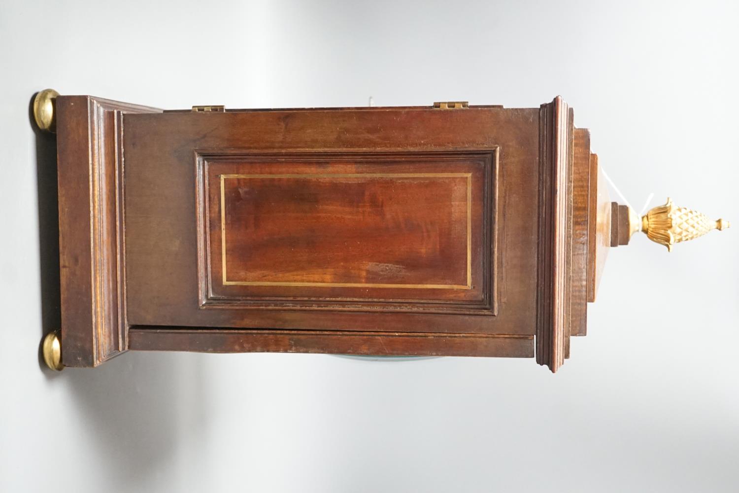 A Regency brass inlaid mahogany bracket clock, with pineapple finial, bears interior paper label - Image 4 of 7