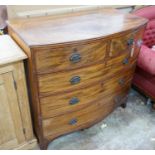A Regency mahogany bow front chest, width 105cm, depth 55cm, height 102cm