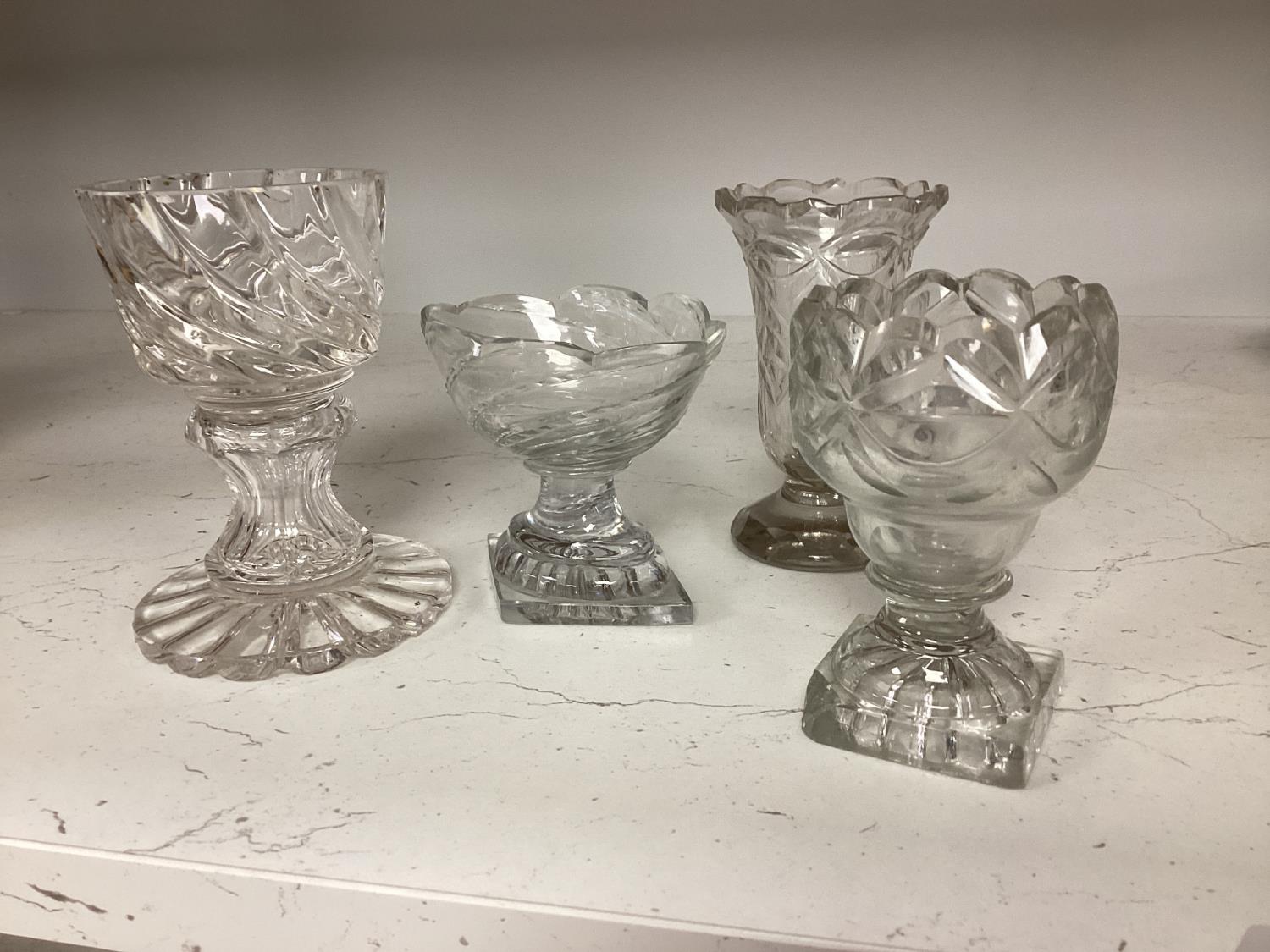 A set of twelve Victorian square base cut glass salts and four other 19th century clear glass - Image 3 of 9