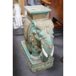 A Chinese tin glazed elephant seat, height 55cm Height 55 cm a.f