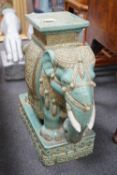 A Chinese tin glazed elephant seat, height 55cm Height 55 cm a.f
