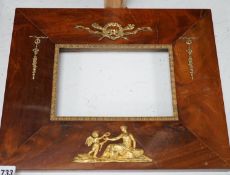 A French Empire ormolu mounted mahogany picture frame, overall 30 x 36cm, aperture 13 x 19cm